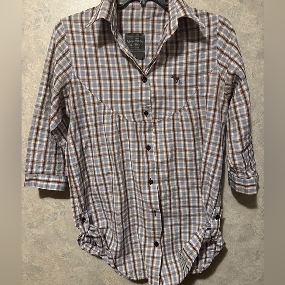 Abercrombie and fitch  Plaid button down collared top small - Picture 1 of 7